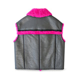 Prada Black Pink Shearling Vest back
