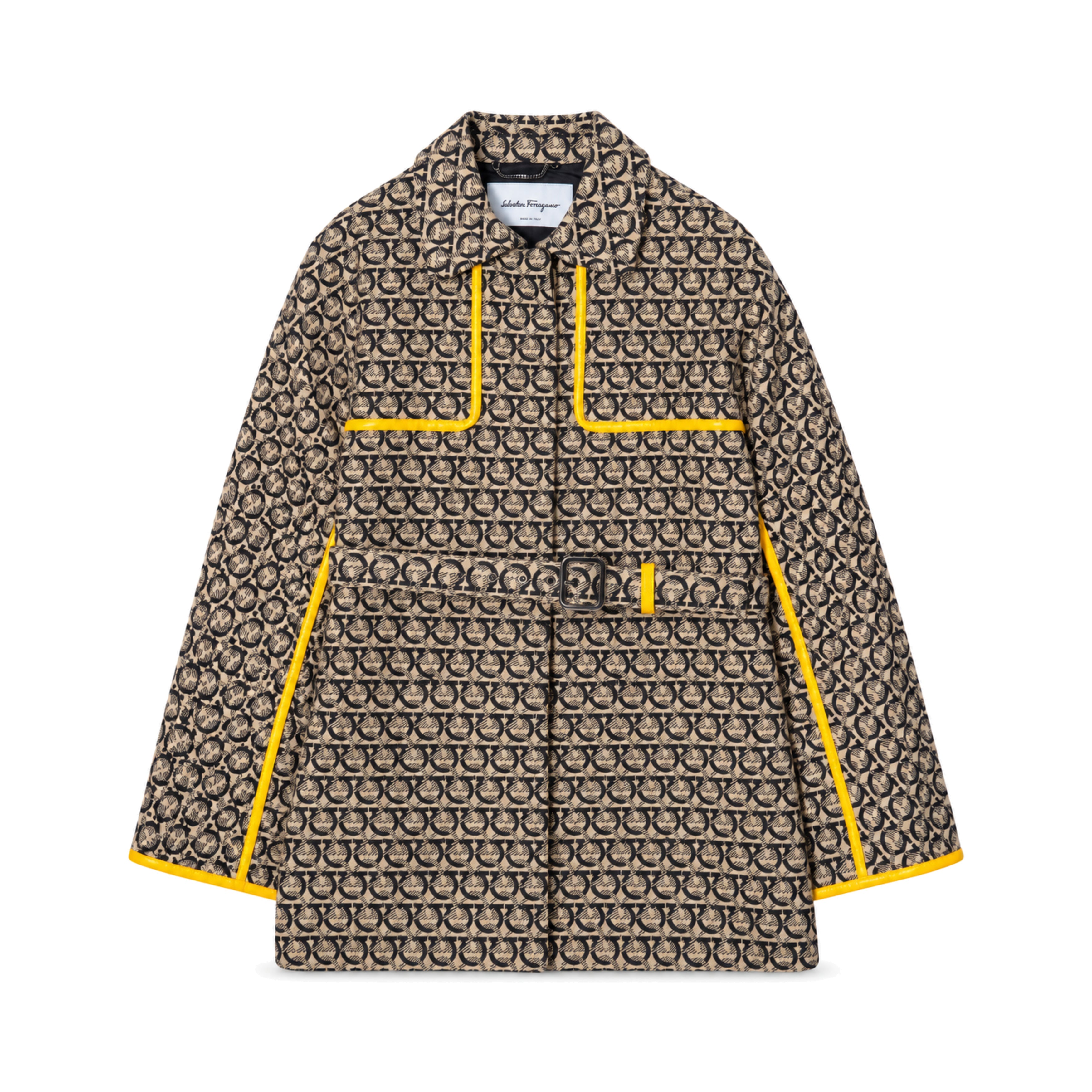 Salvatore Ferragamo Beige Black Monogram Jacket front