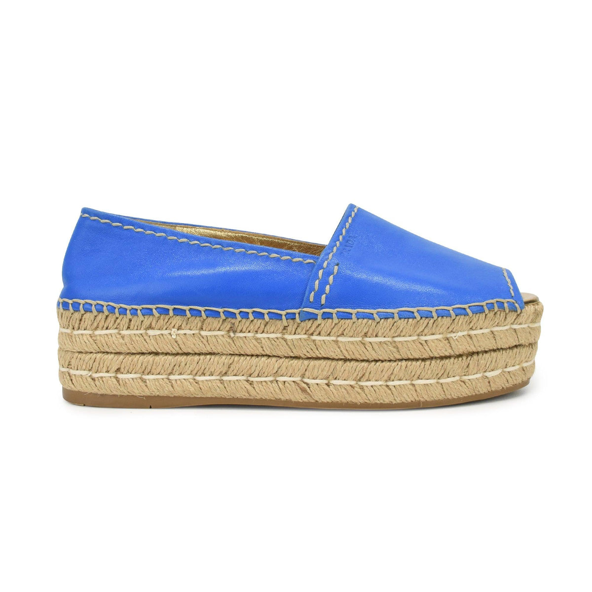 Prada Wingtip Jute Trim Platform Espadrilles in Cobalt Blue Prada Shoes Men Navy Blue Platform Size 39 | eBay main image 4