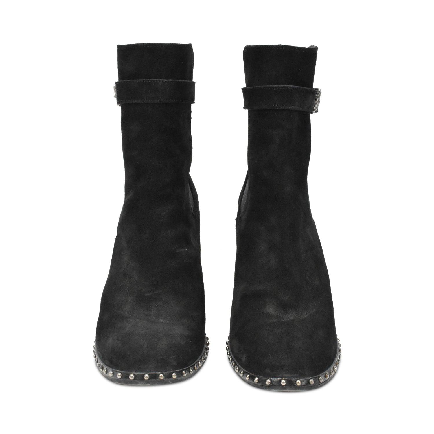 Black suede studded ankle boots store