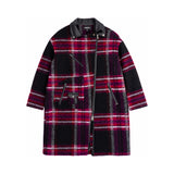 Diesel purple black plaid coat front