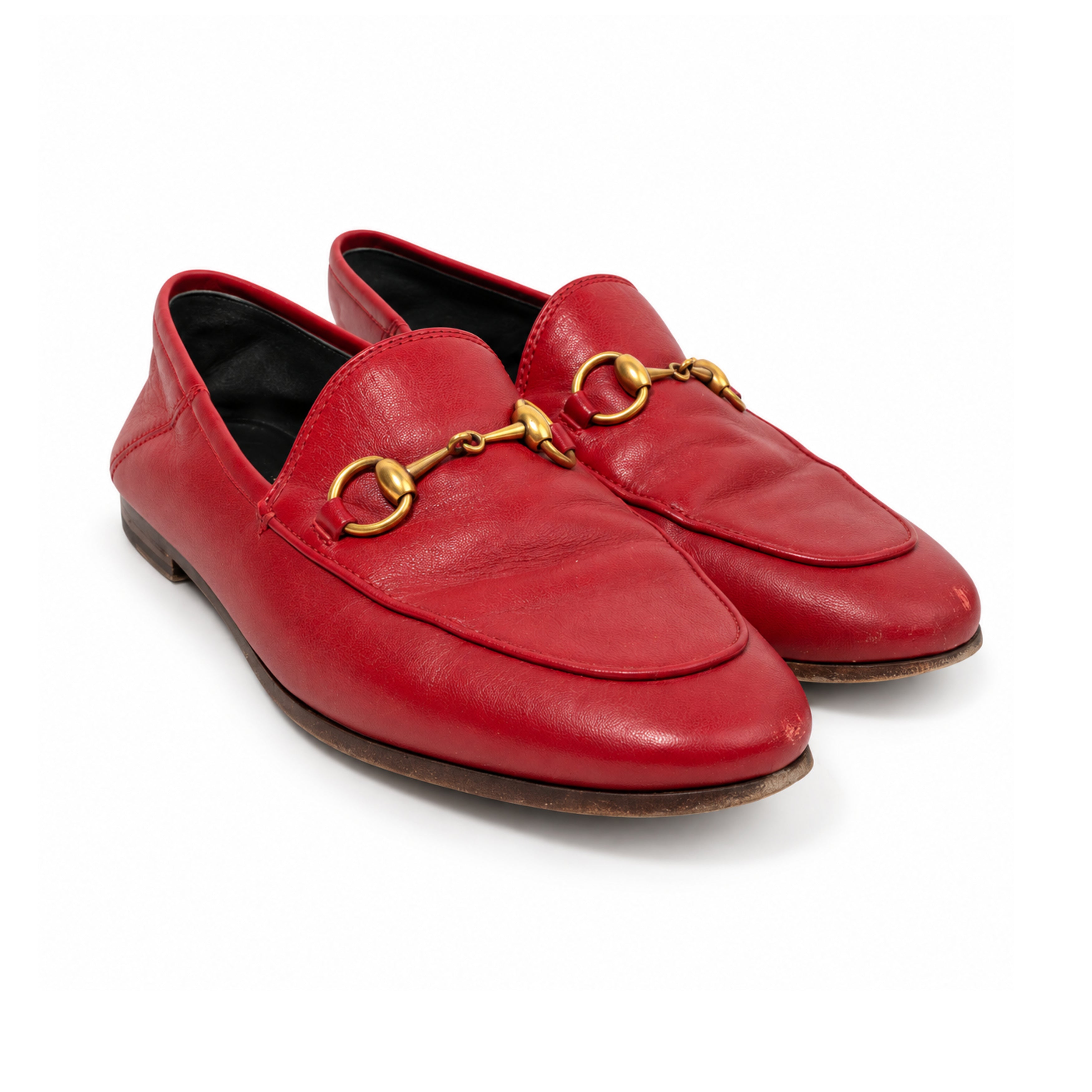 Gucci red leather horsebit loafers 01 three quarter
