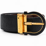 Ferragamo black belt buckle detail