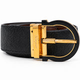 Ferragamo black belt buckle detail
