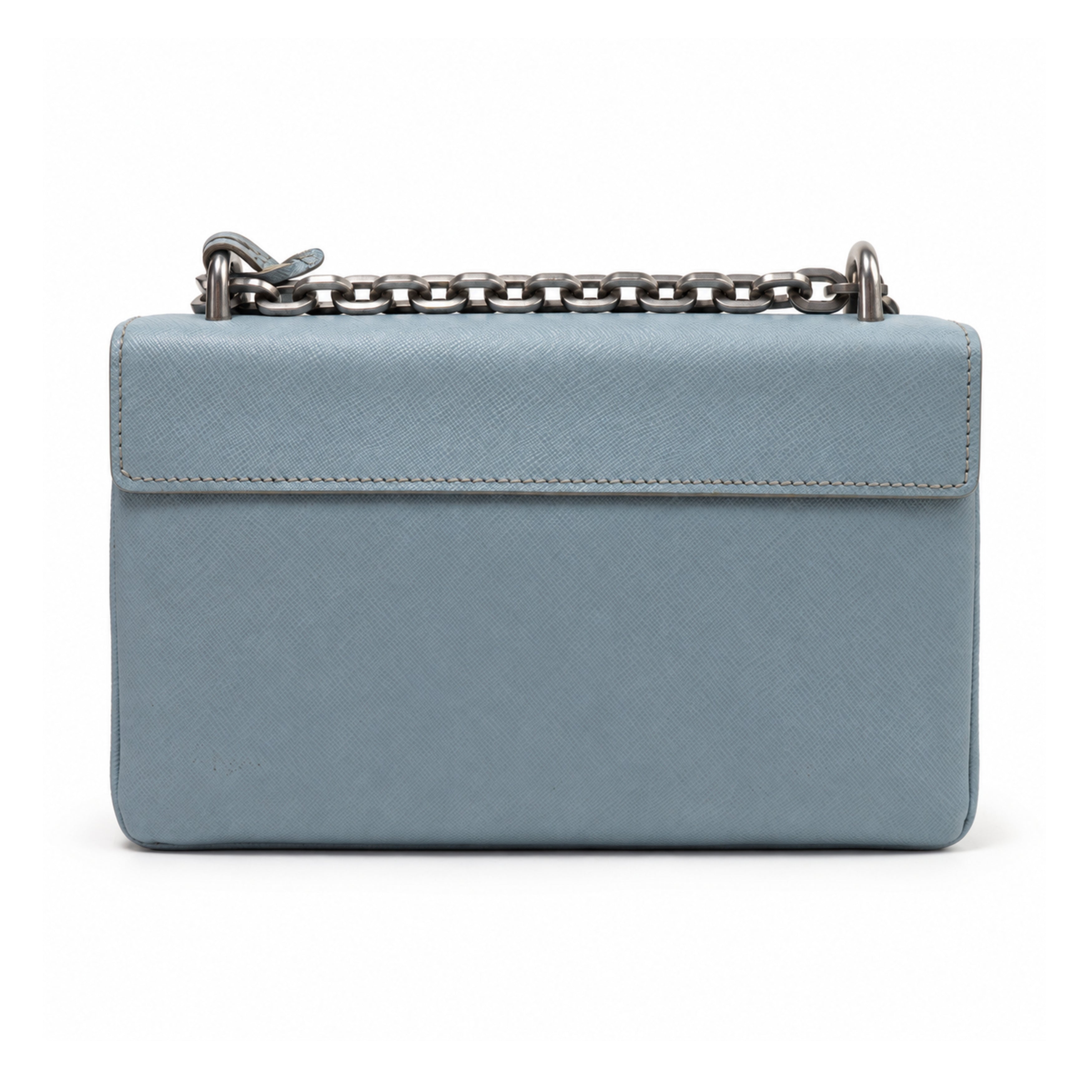 Prada light blue leather flap bag 03 back