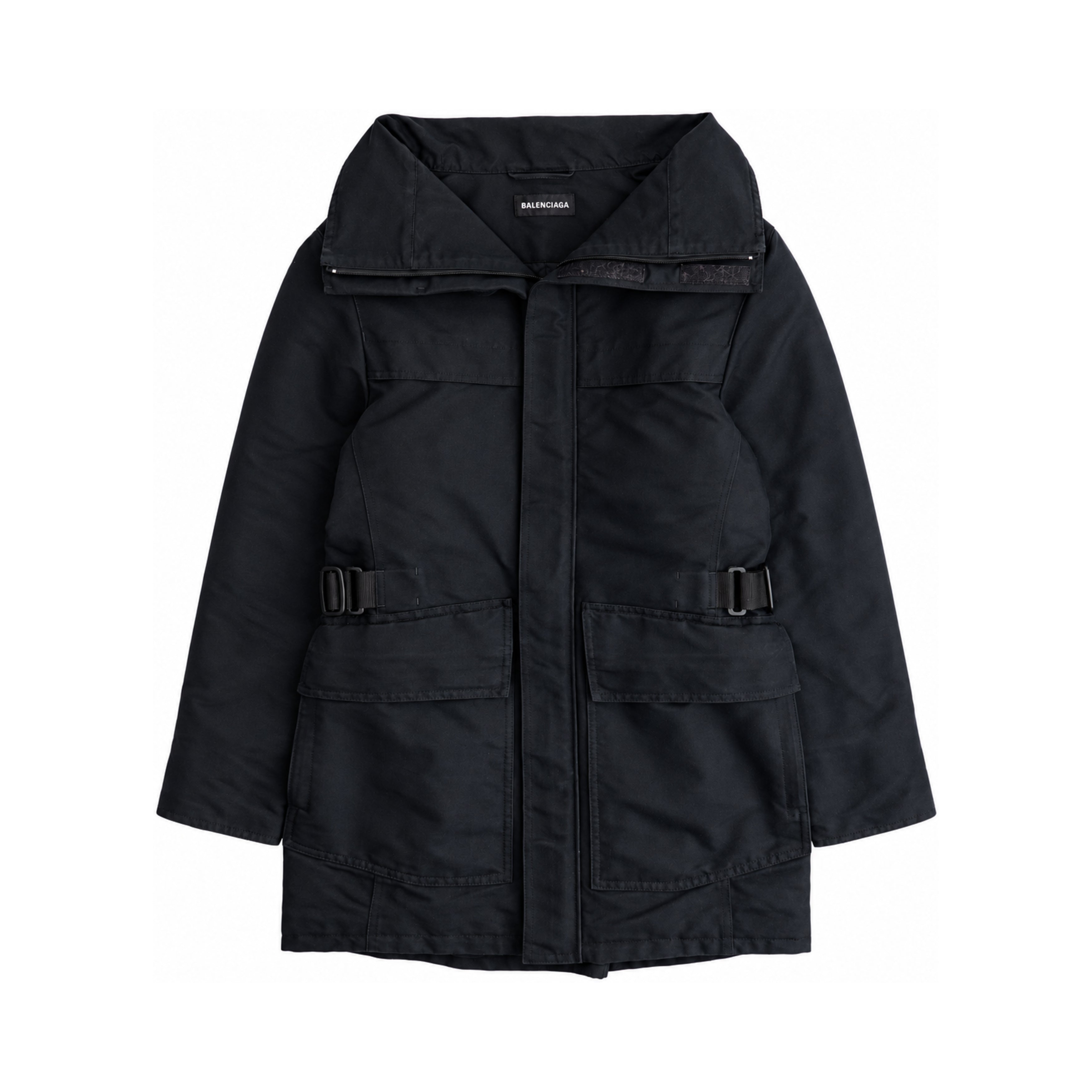 Balenciaga black parka front
