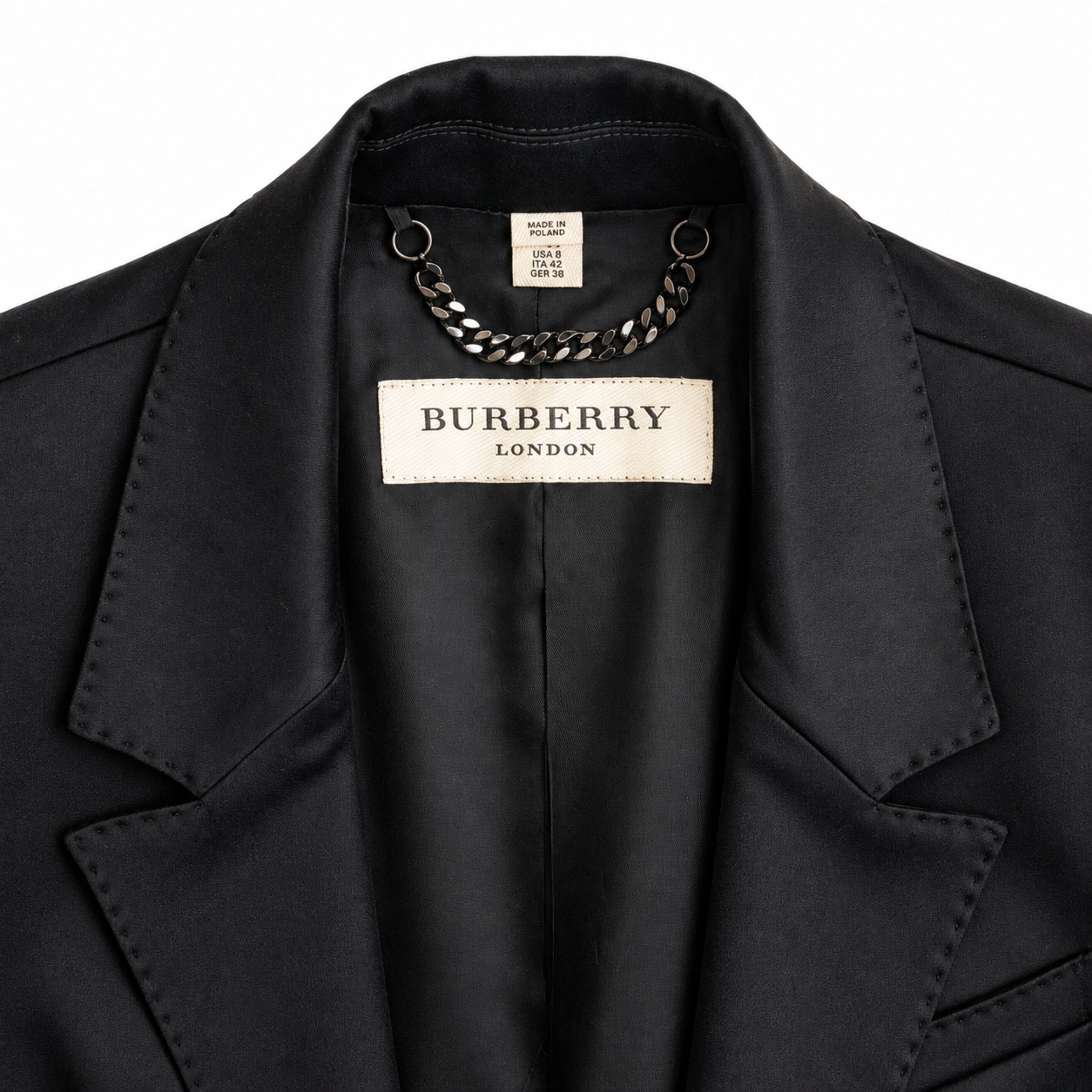 Burberry black blazer label detail