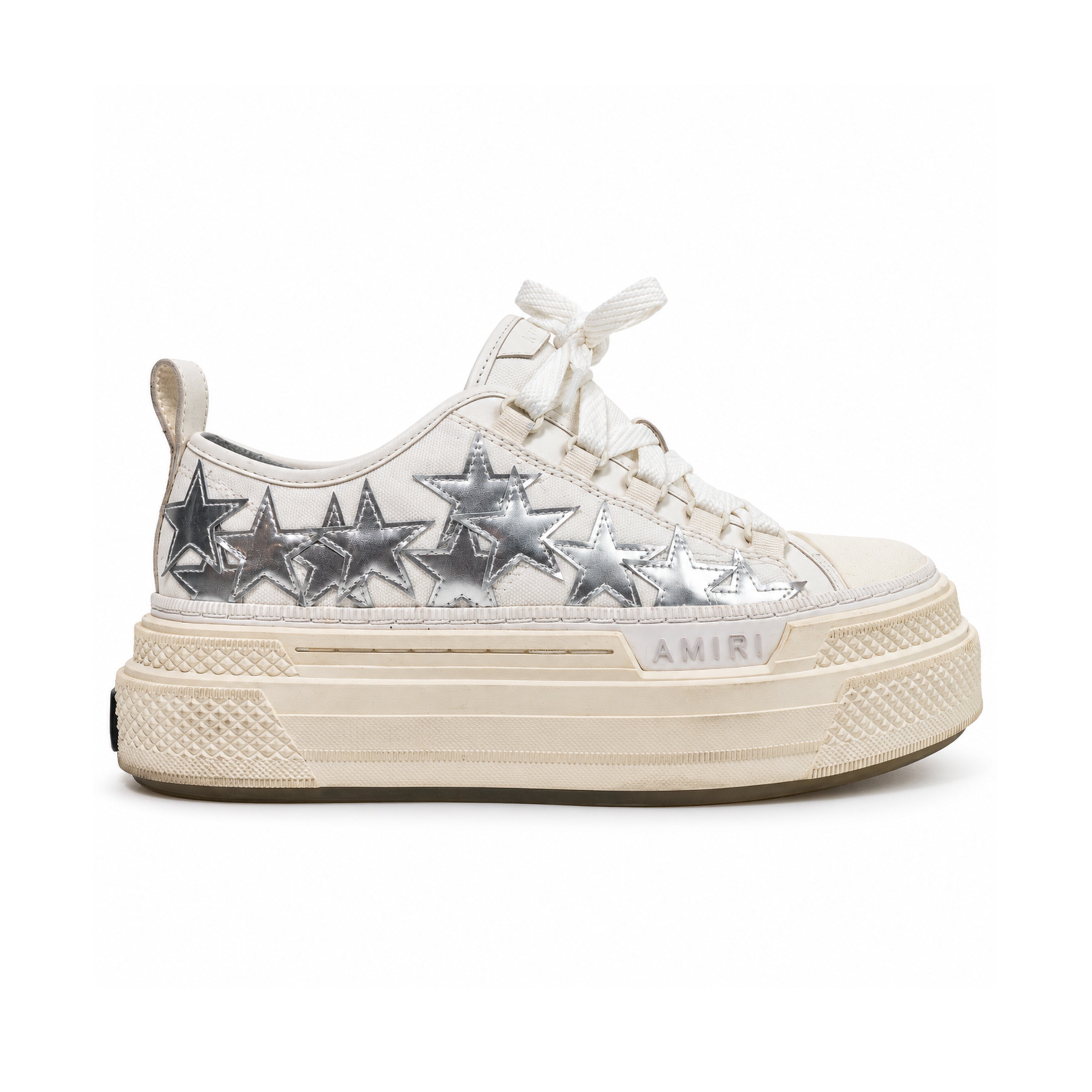 Amiri white silver star high top sneakers 02 side