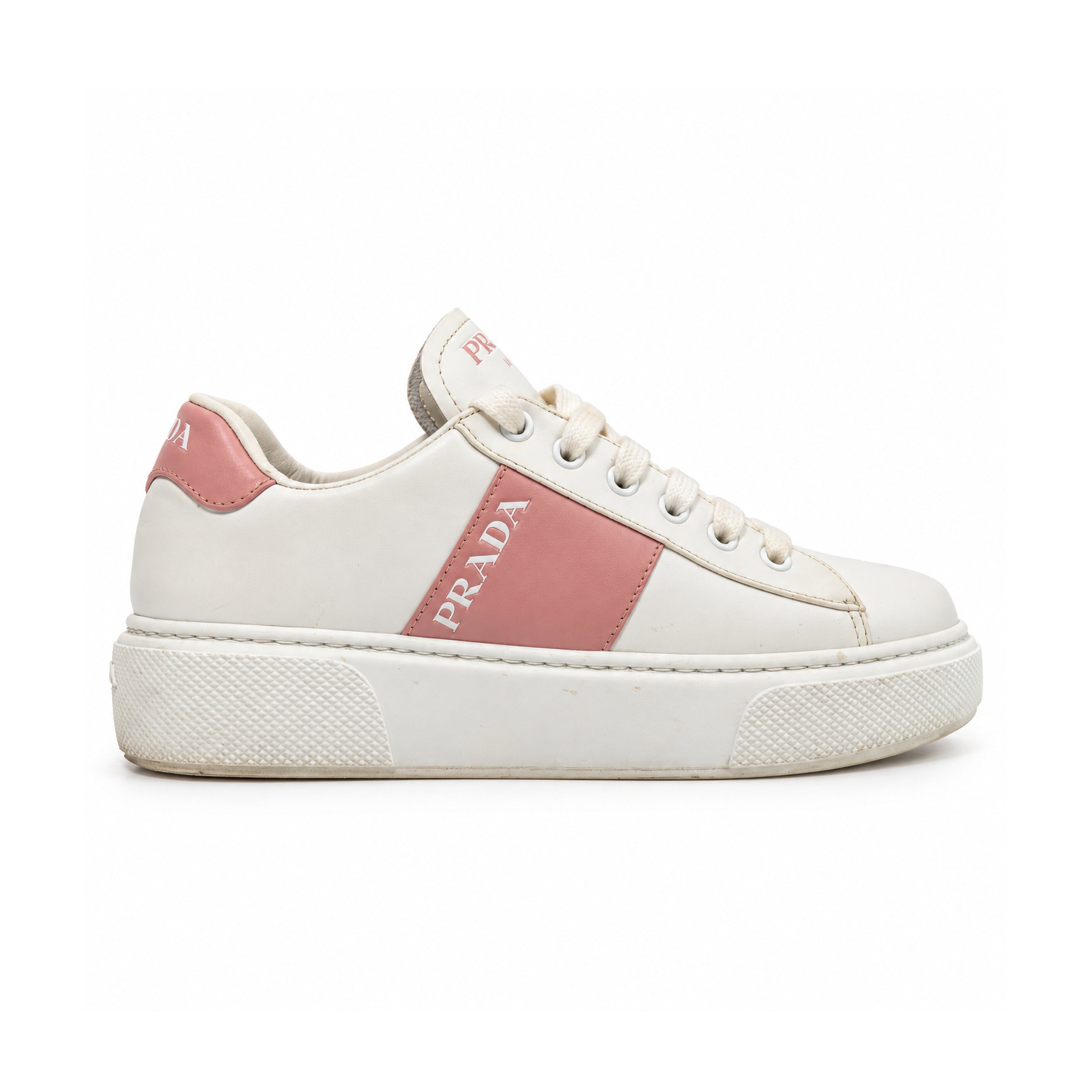 Prada white pink leather sneakers 02 side