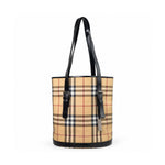 Burberry beige black check tote bag 01 front
