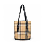 Burberry beige black check tote bag 01 front