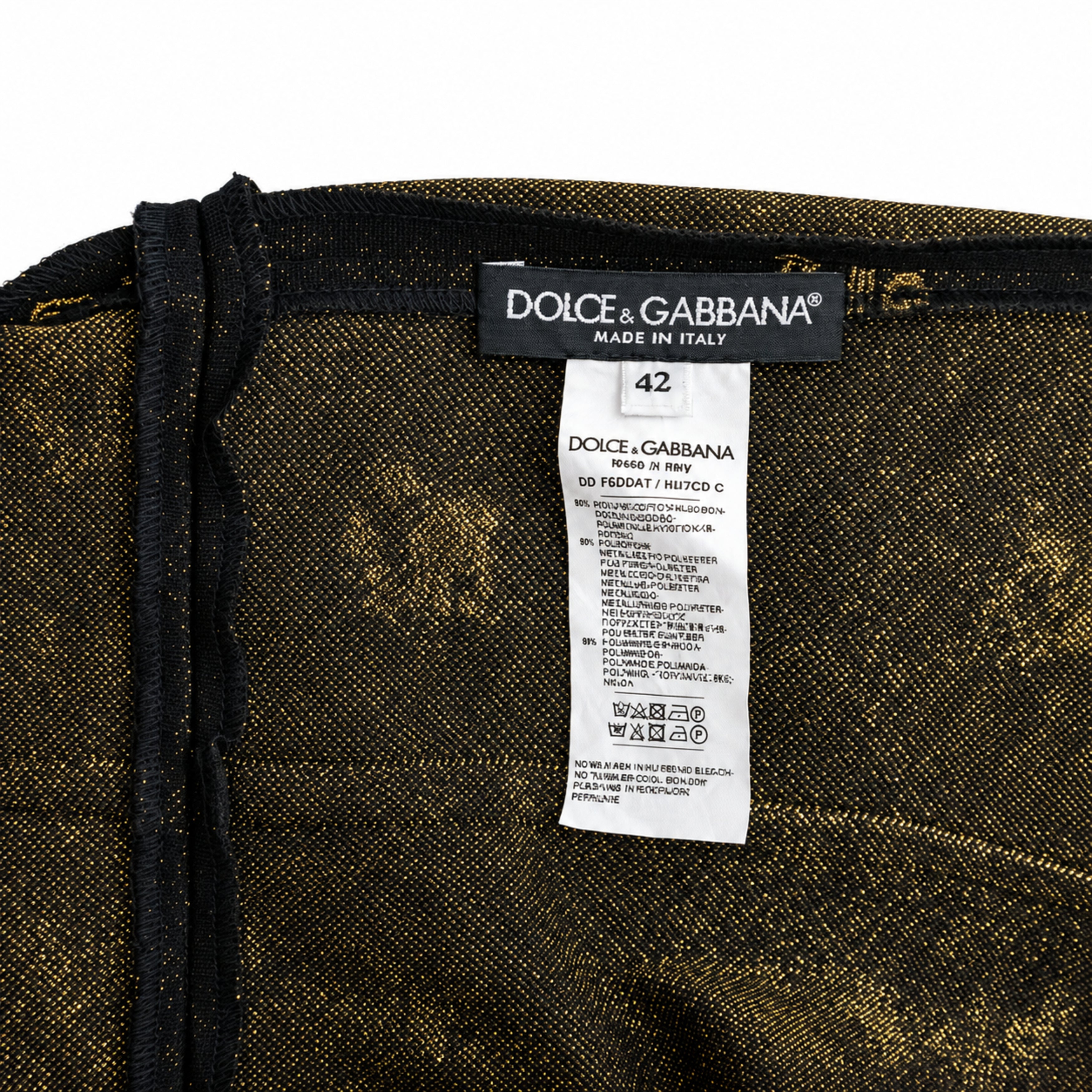 Dolce & Gabbana black gold crown dress label detail