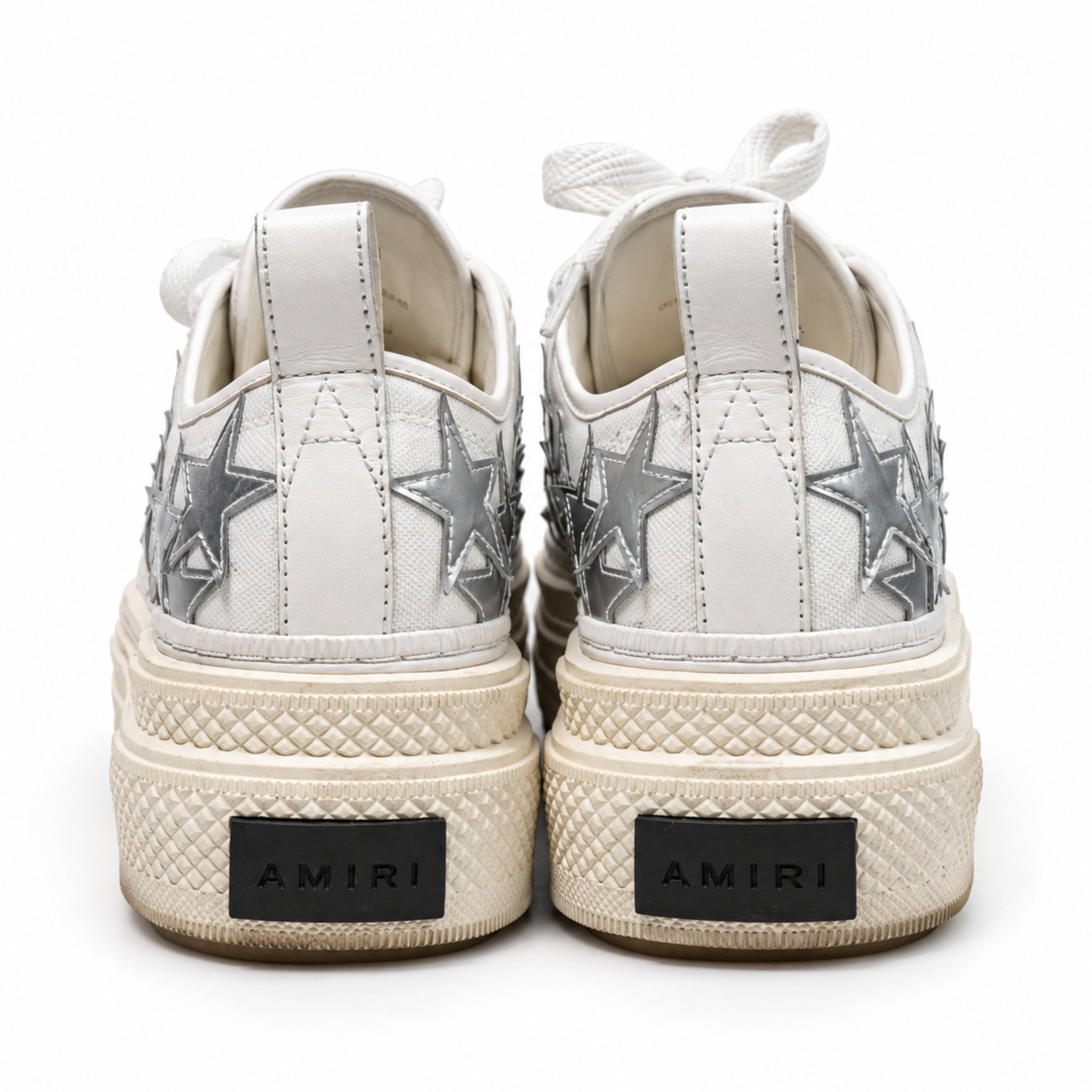 Amiri white silver star high top sneakers 04 back
