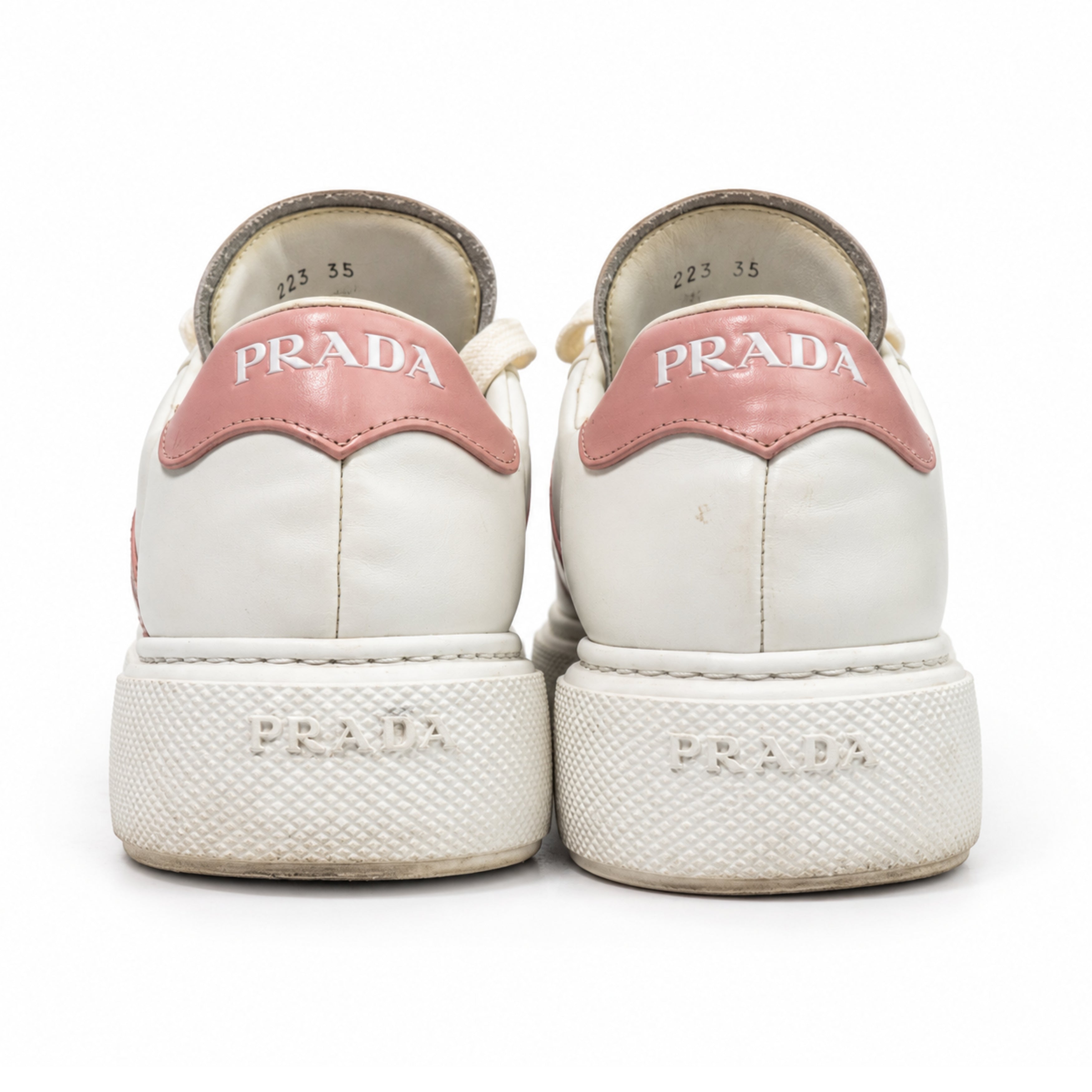 Prada white pink leather sneakers 04 back