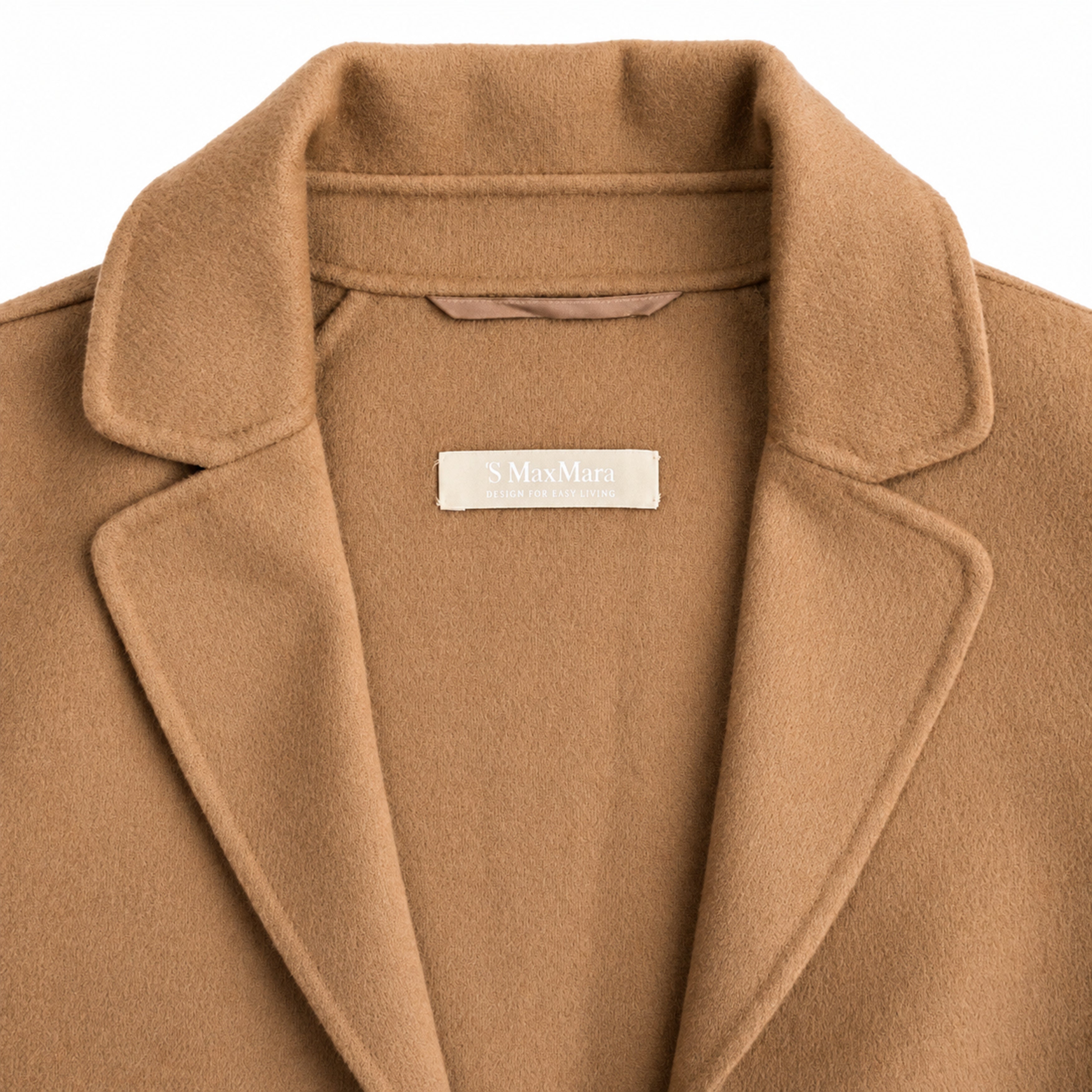 S Max Mara camel coat label detail