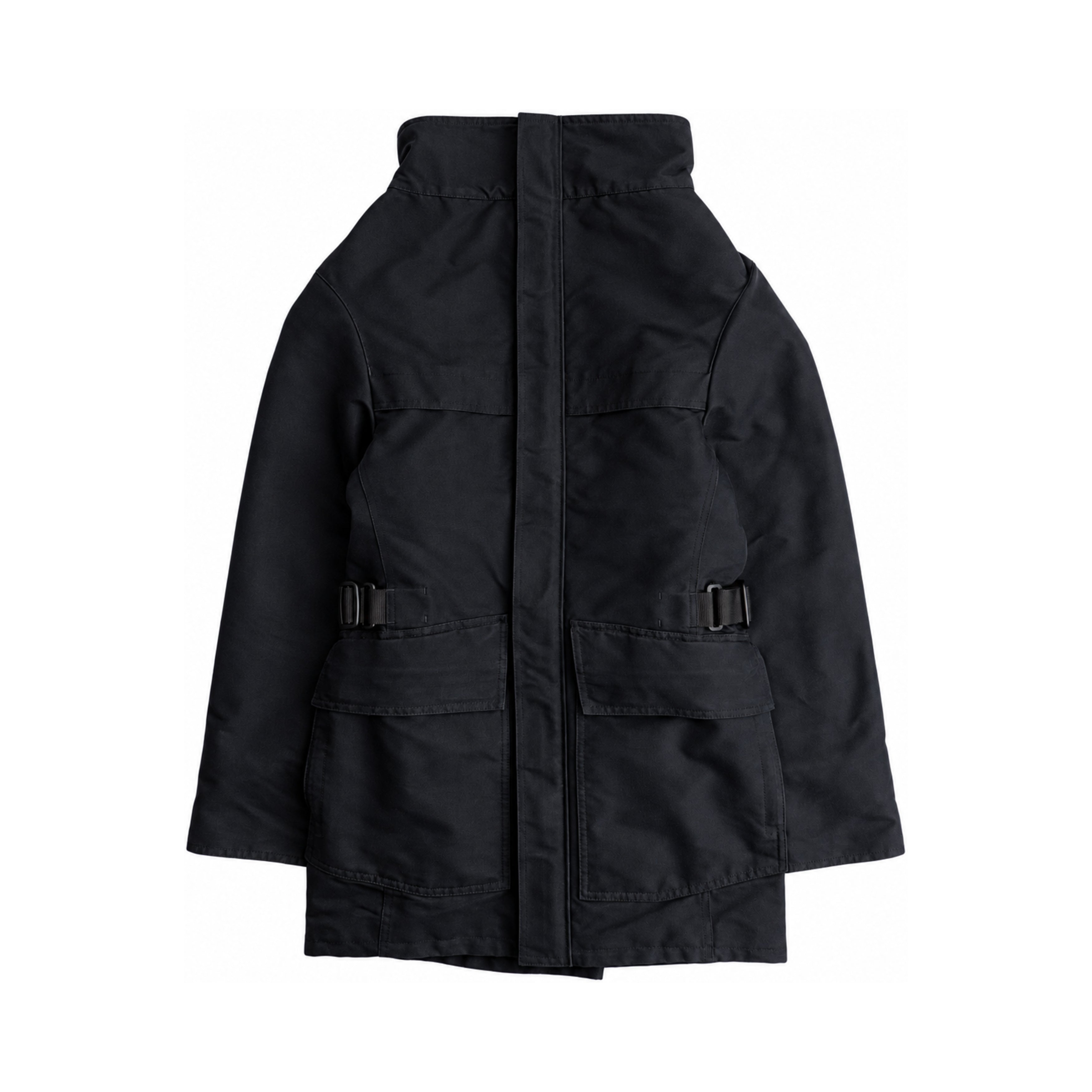 Balenciaga black parka front closed