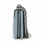 Prada light blue leather flap bag 05 left side
