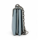 Prada light blue leather flap bag 05 left side