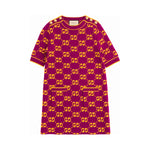 Gucci magenta yellow knit dress front