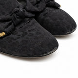 Louis Vuitton black bow loafers 06 toe wear detail