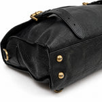 Mulberry black satchel bag 08 front left corner detail
