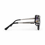Cazal black silver purple lens sunglasses side
