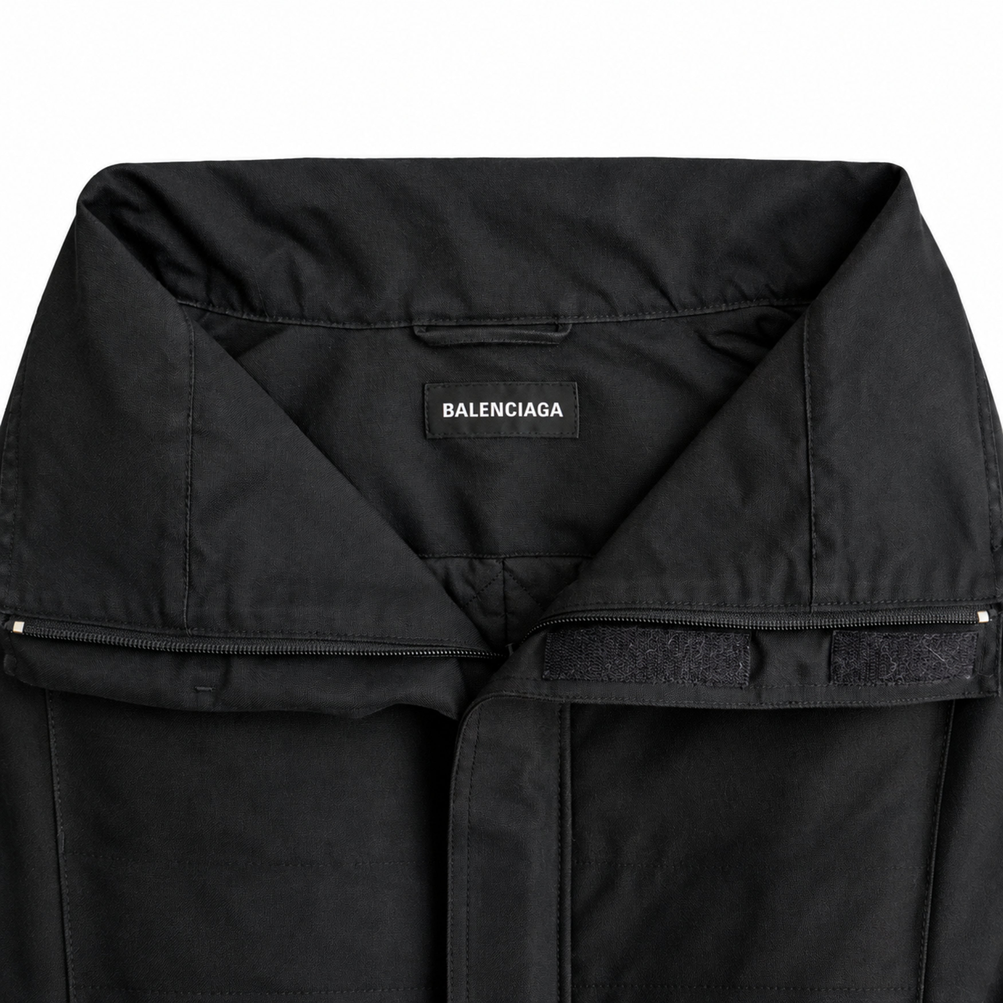 Balenciaga black parka label detail