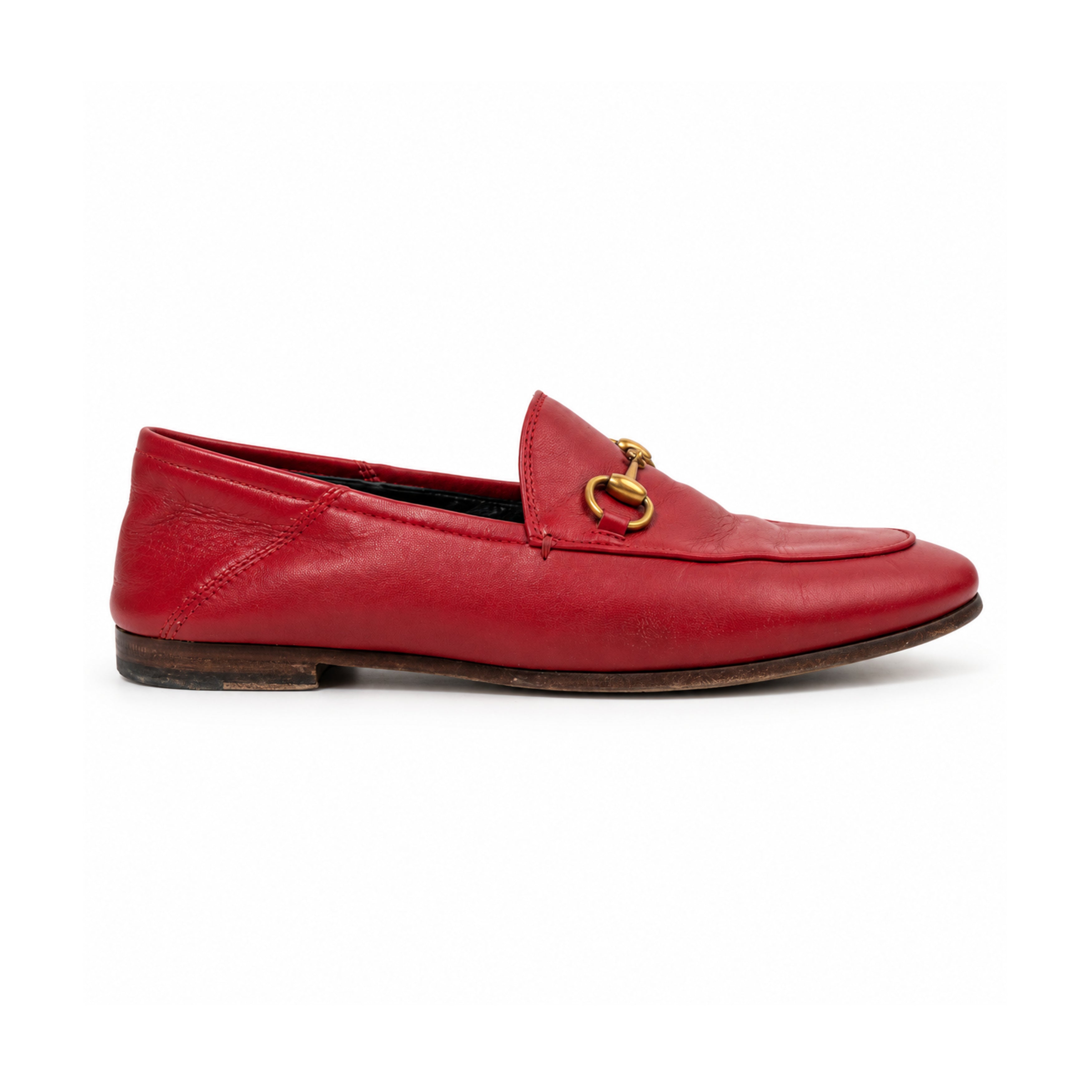 Gucci red leather horsebit loafers 02 side