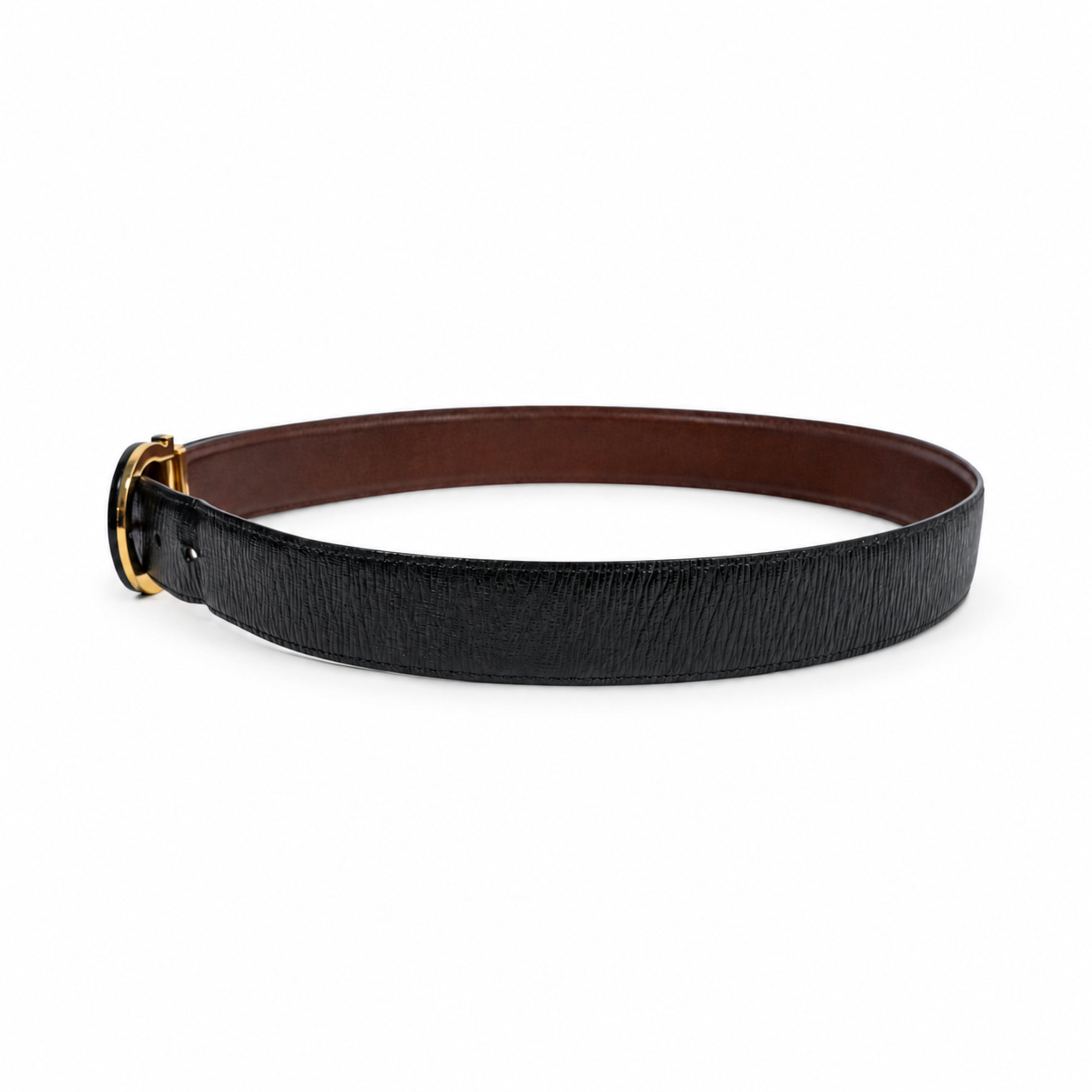 Ferragamo black belt left side