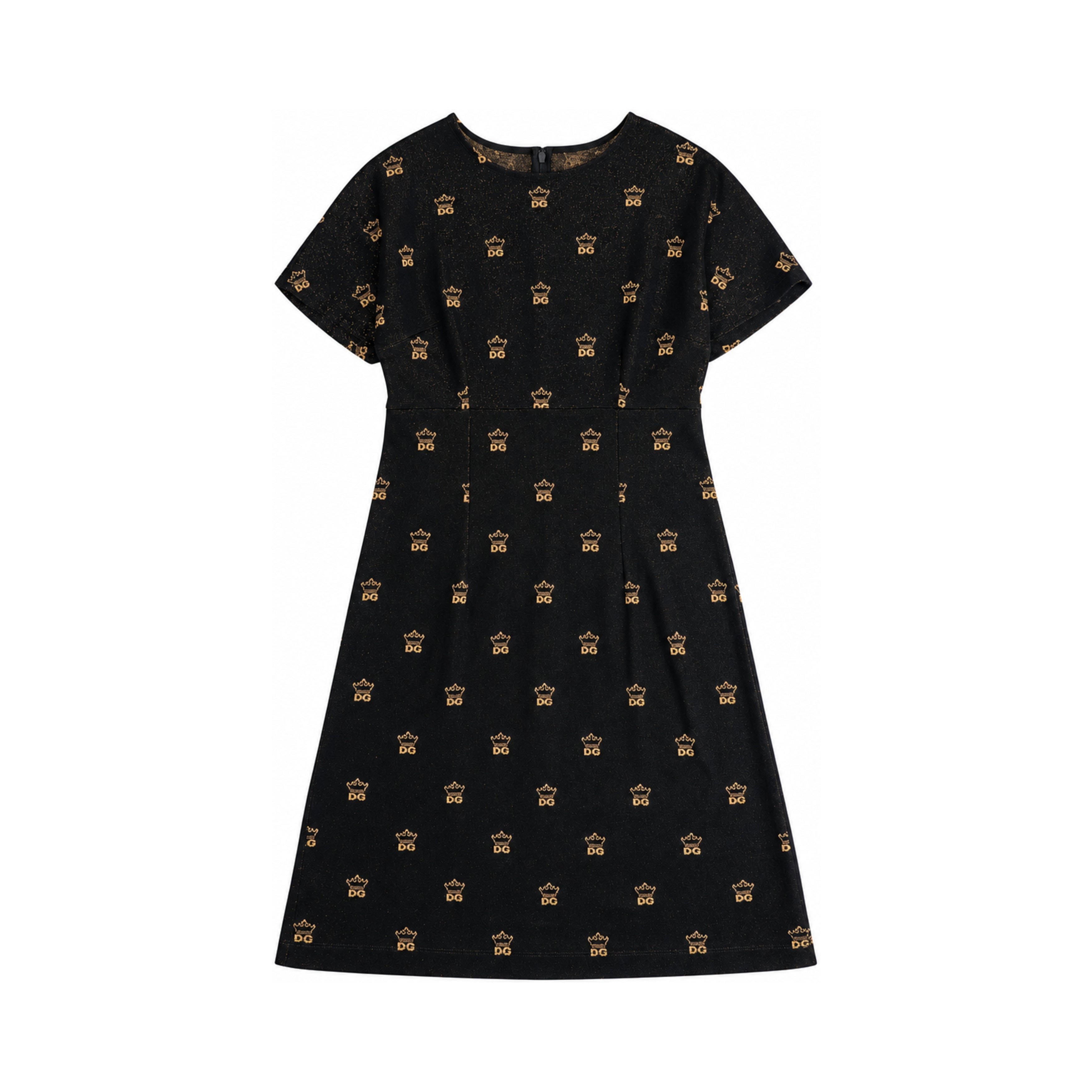 Dolce & Gabbana black gold crown dress front