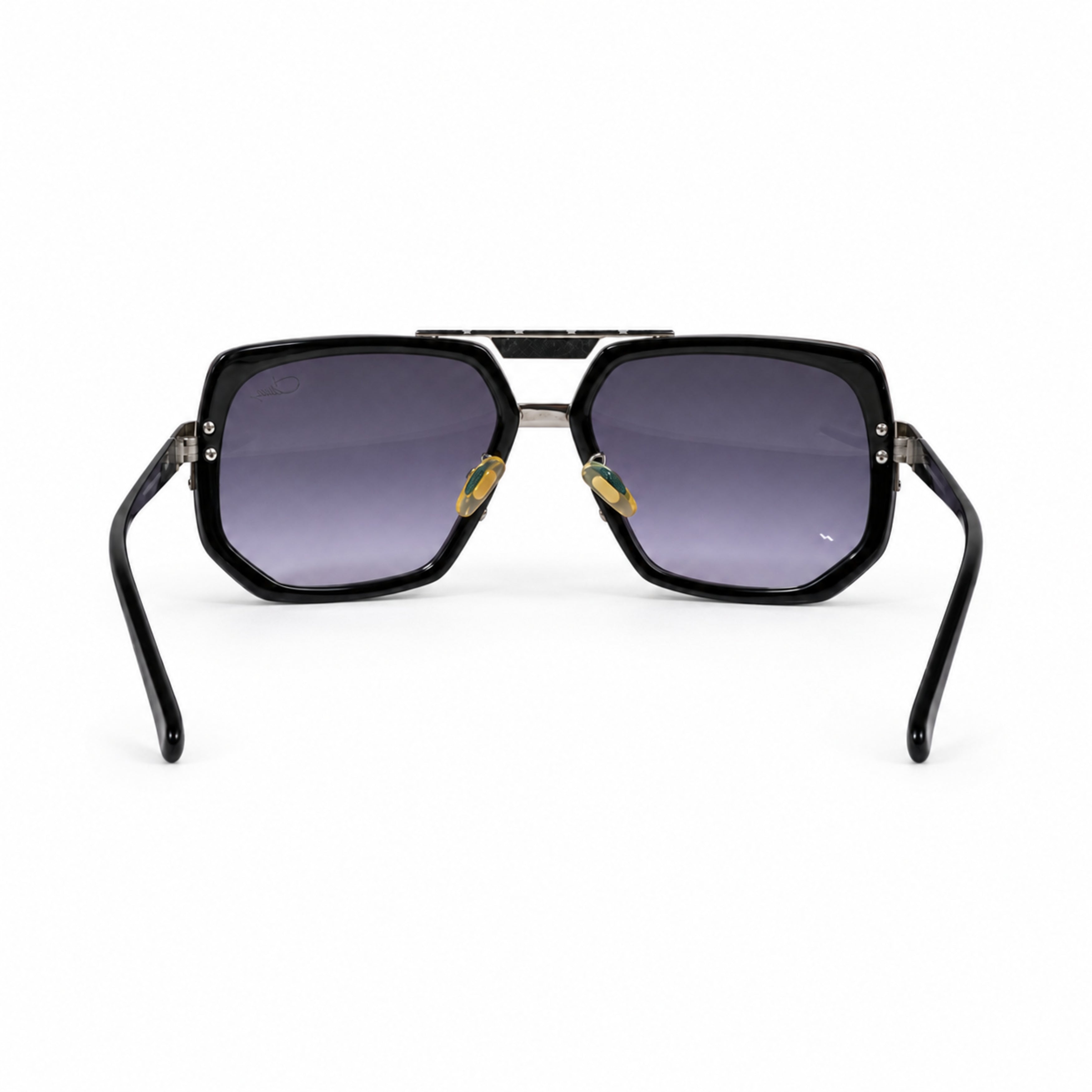 Cazal black silver purple lens sunglasses back