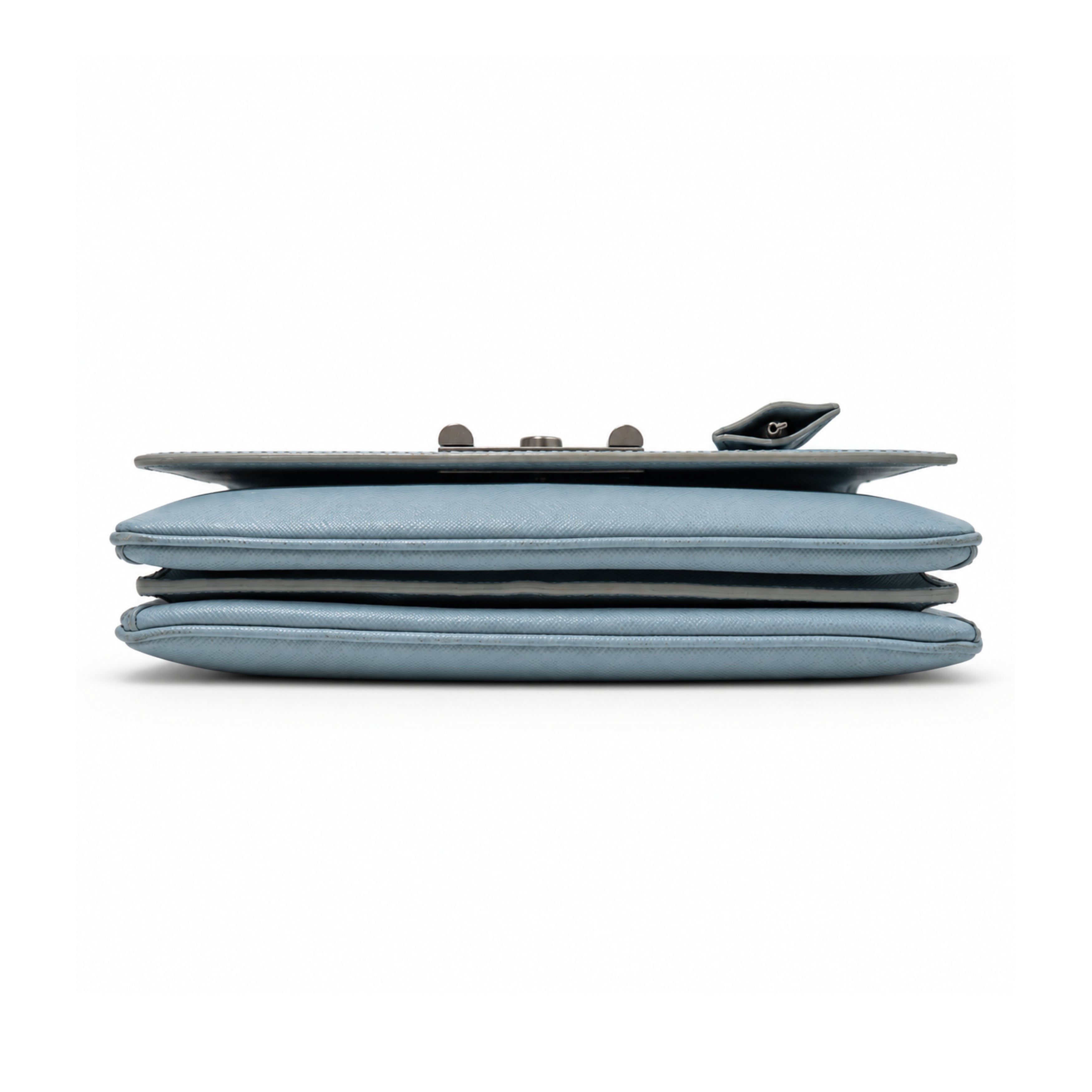 Prada light blue leather flap bag 06 base