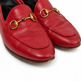 Gucci red leather horsebit loafers 06 toe wear detail