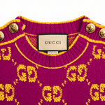 Gucci magenta yellow knit dress label detail