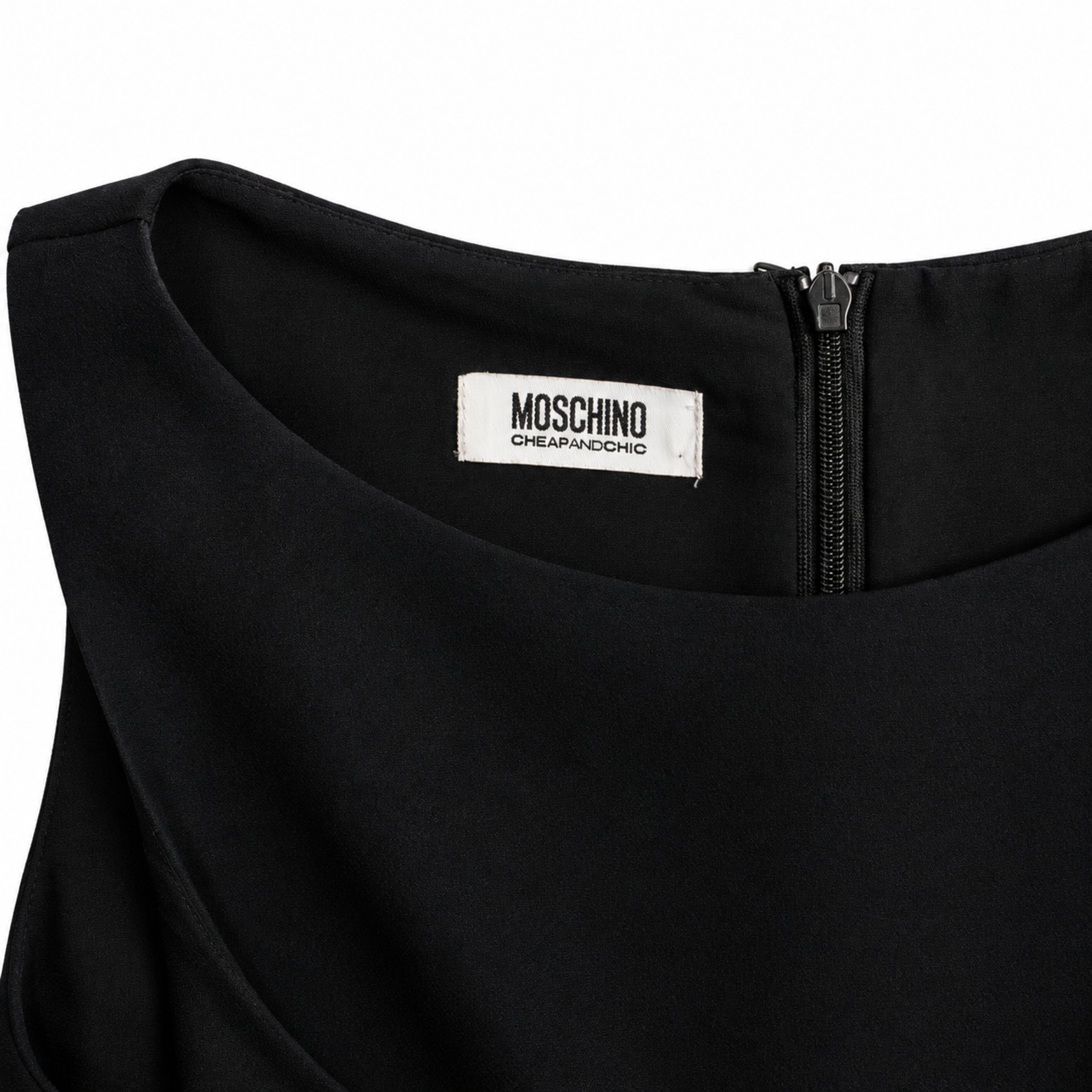 Moschino black dress label detail