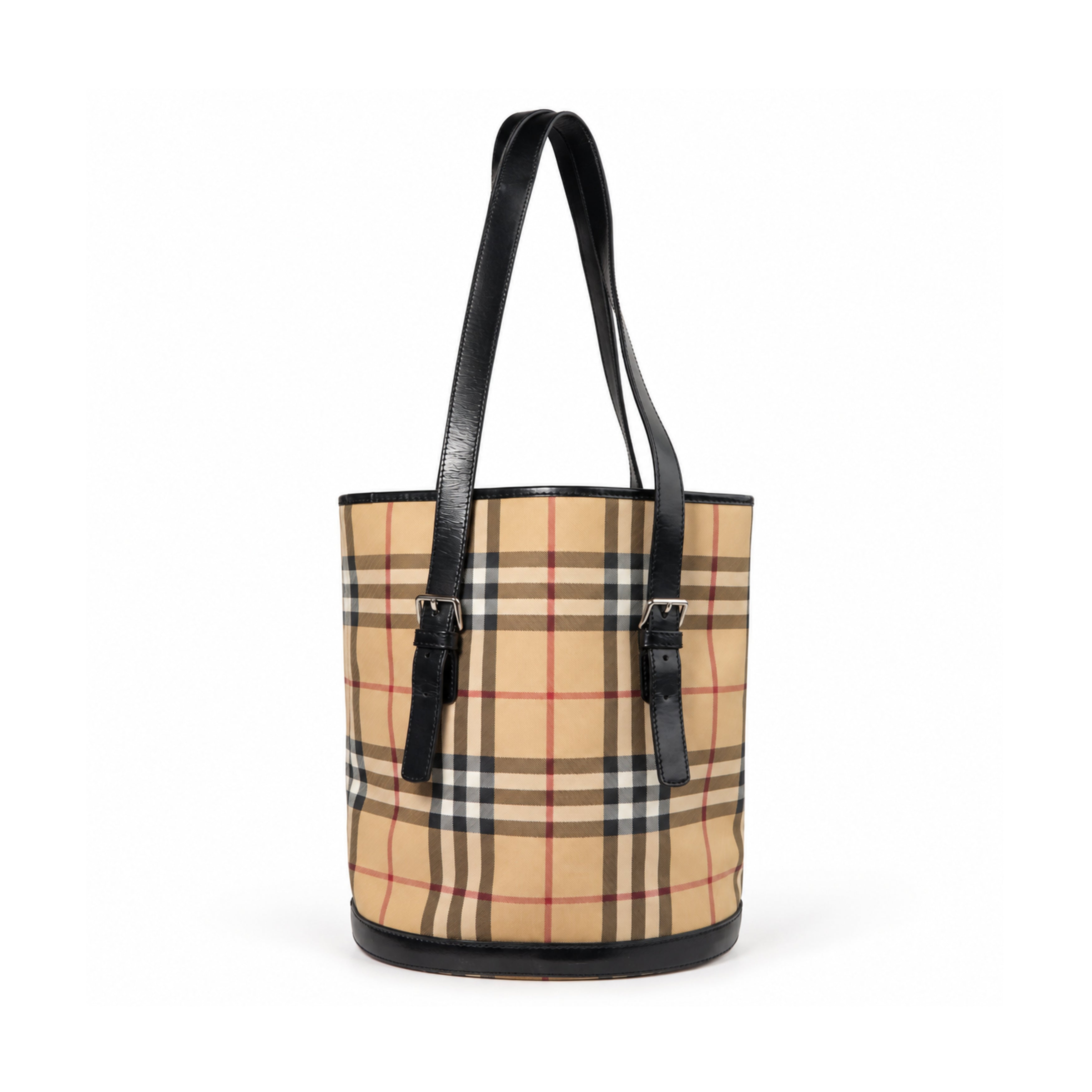 Burberry beige black check tote bag 02 back