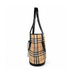Burberry beige black check tote bag 03 left side