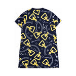 Hermes navy yellow printed dress back