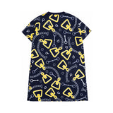 Hermes navy yellow printed dress back