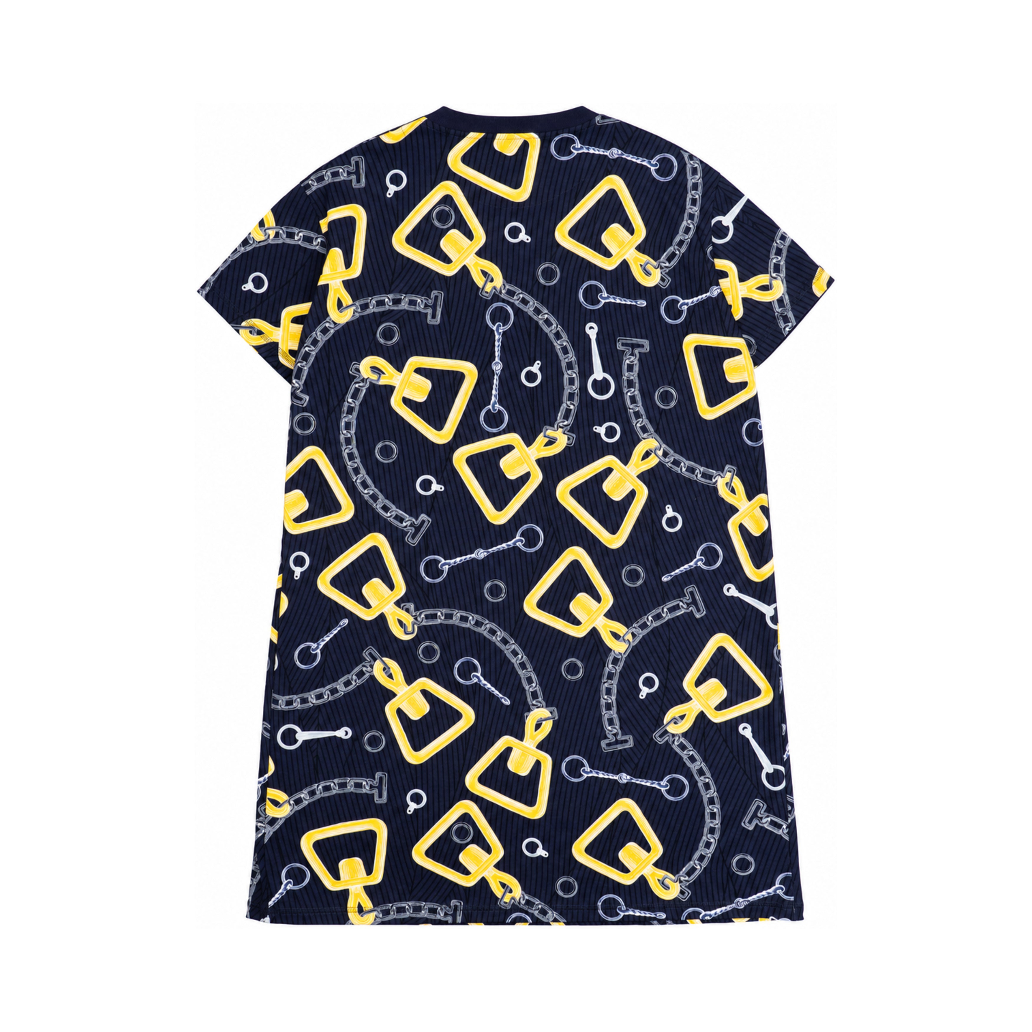 Hermes navy yellow printed dress back