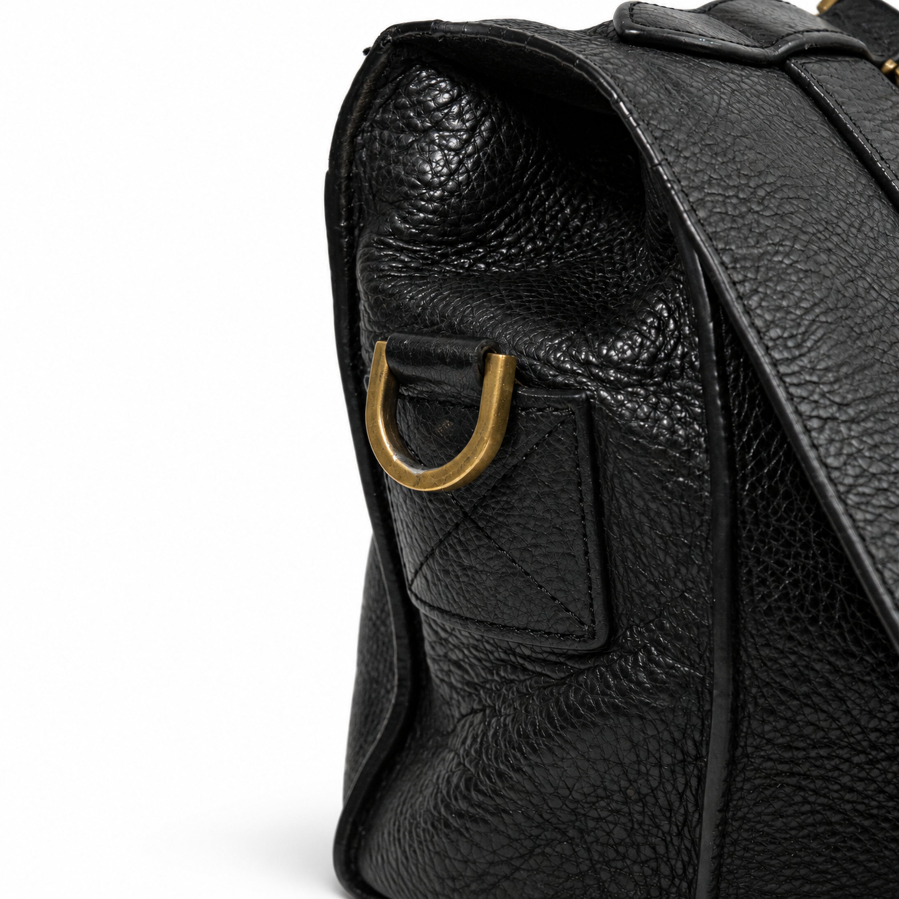 Mulberry black satchel bag 14 side ring detail