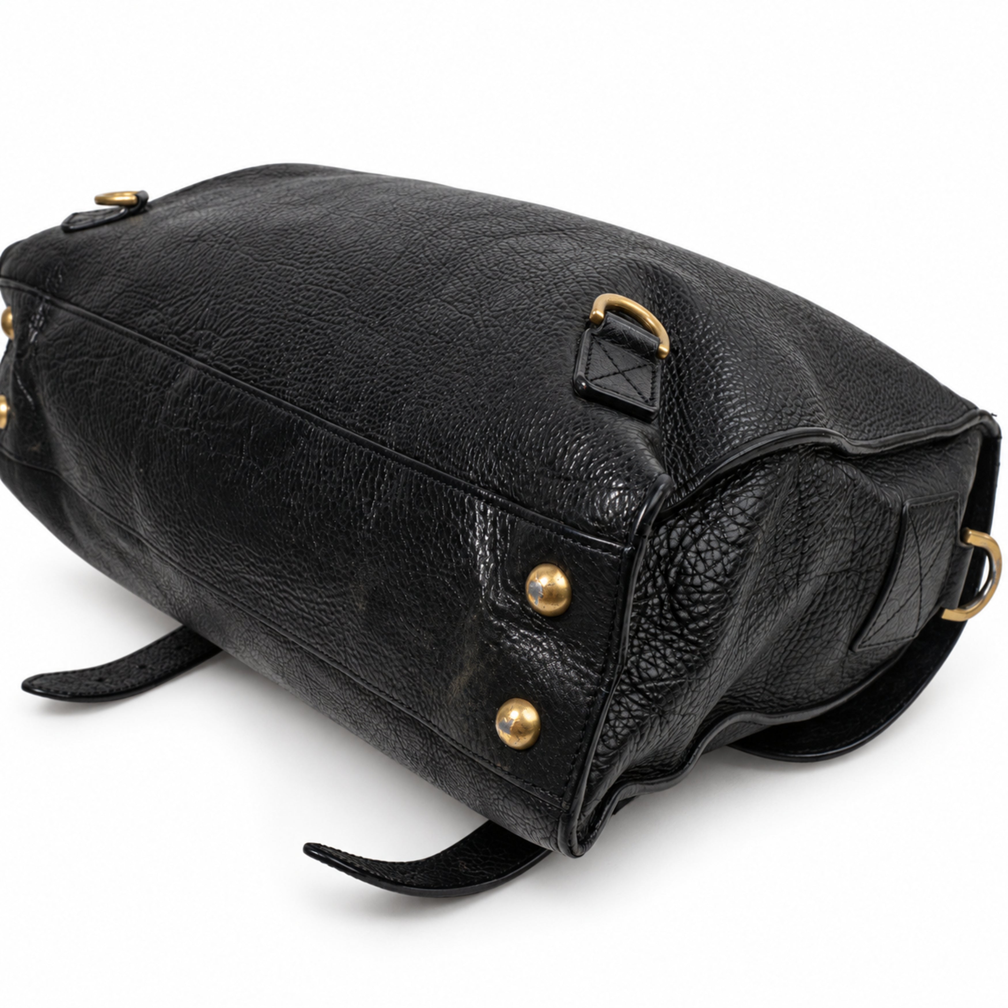 Mulberry black satchel bag 09 back left corner detail