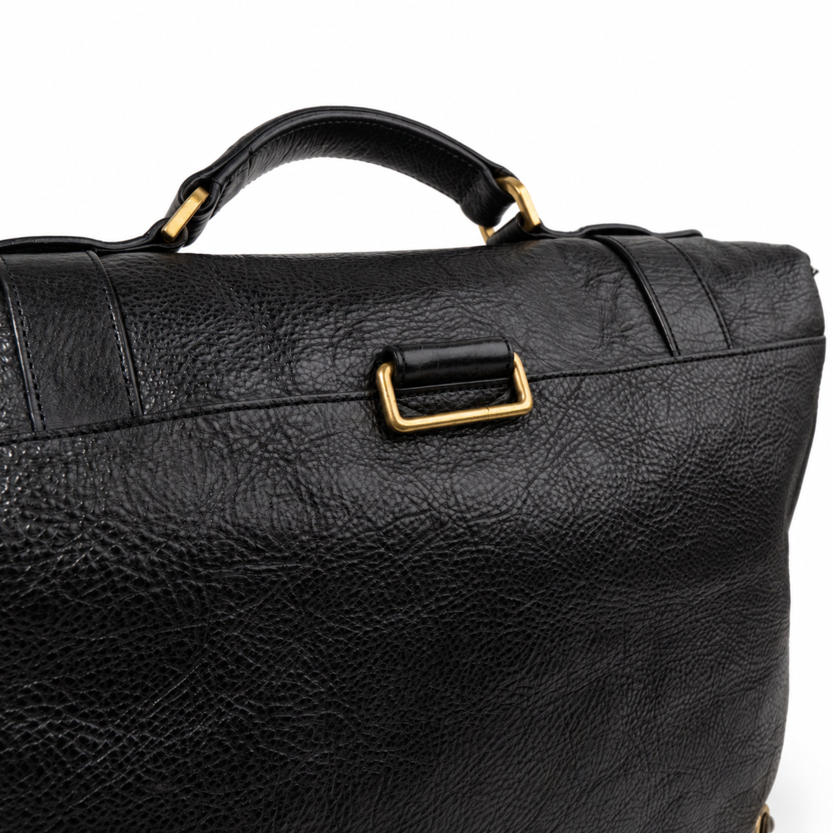 Mulberry black satchel bag 11 back handle detail