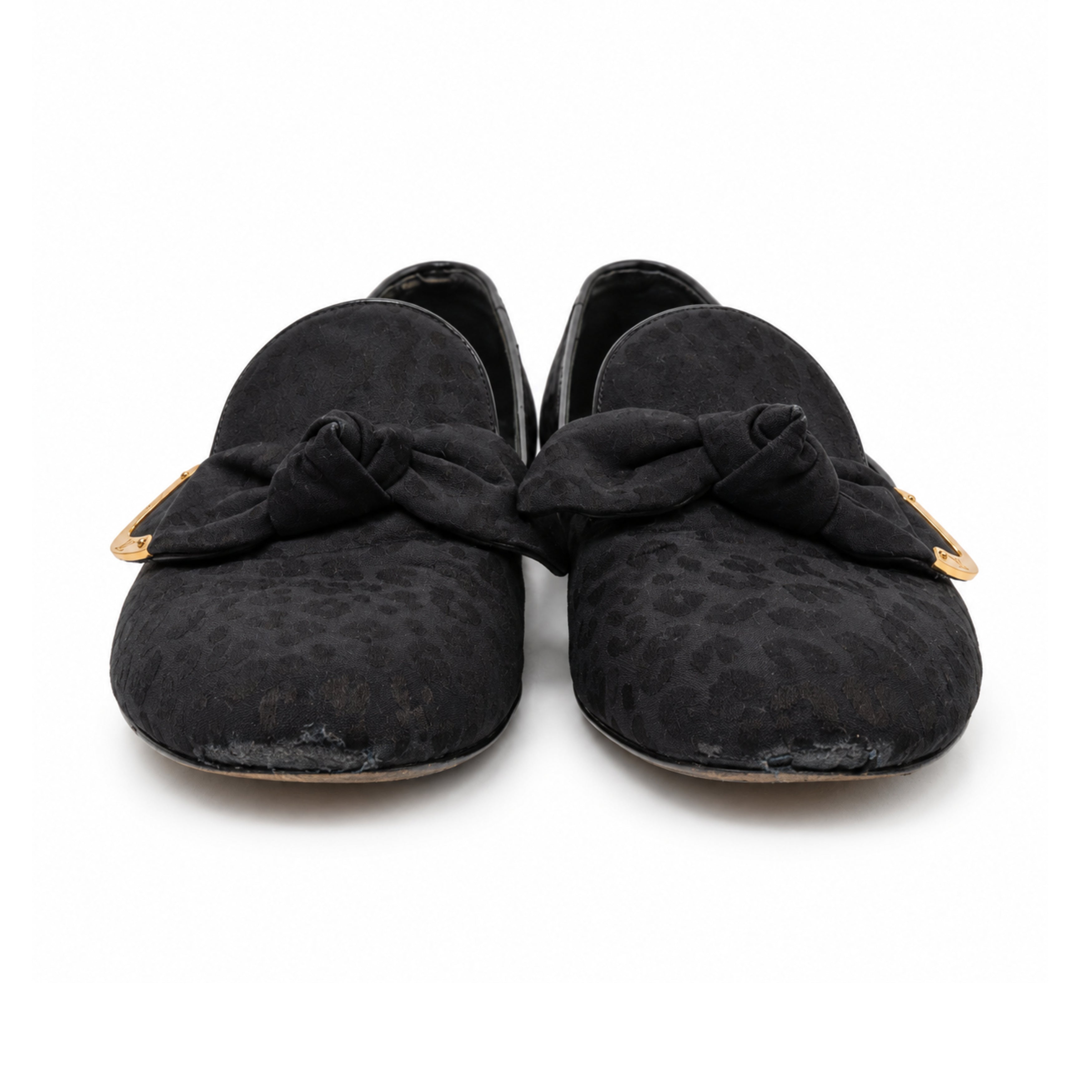 Louis Vuitton black bow loafers 03 front