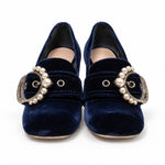 Miu Miu navy velvet pumps 03 front