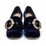 Miu Miu navy velvet pumps 03 front
