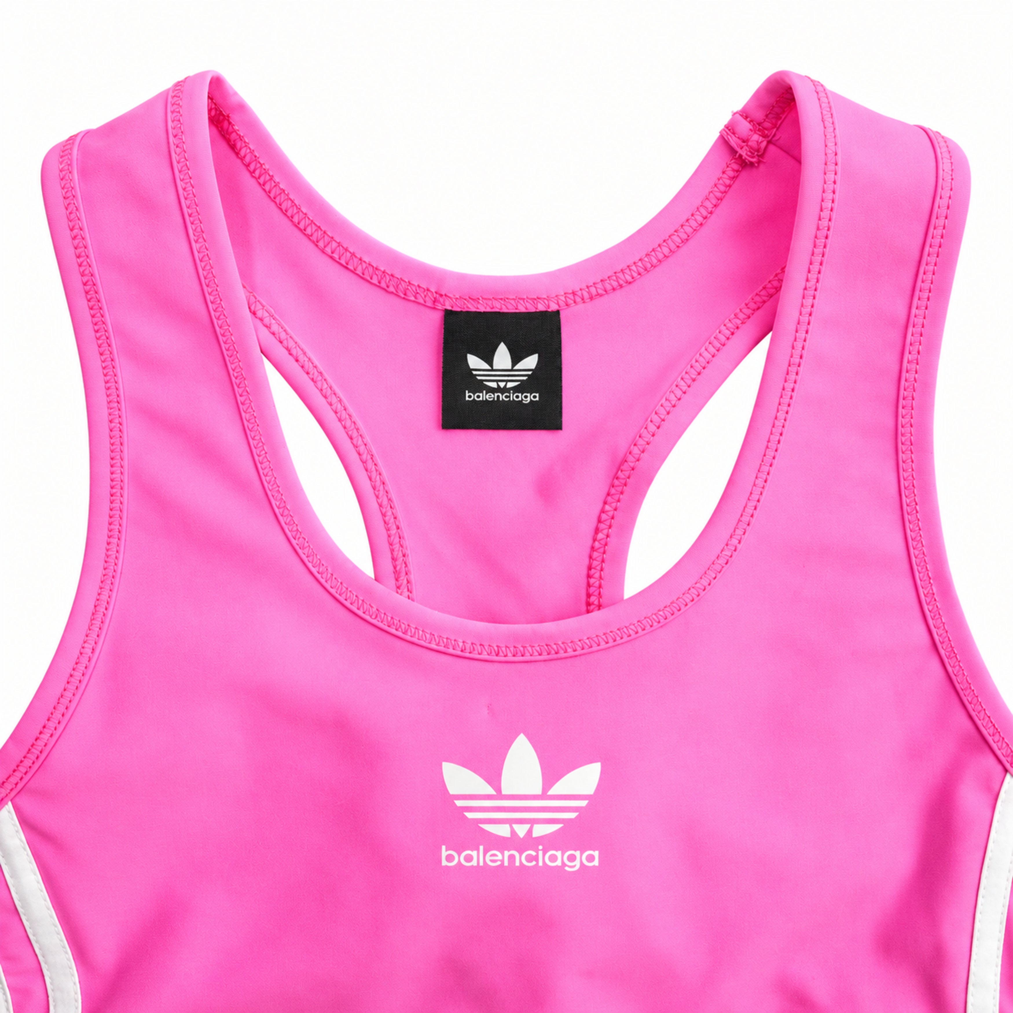 Adidas Balenciaga pink tank top label detail