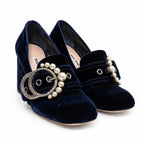 Miu Miu navy velvet pumps 01 three quarter
