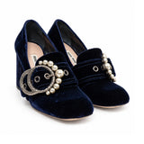 Miu Miu navy velvet pumps 01 three quarter
