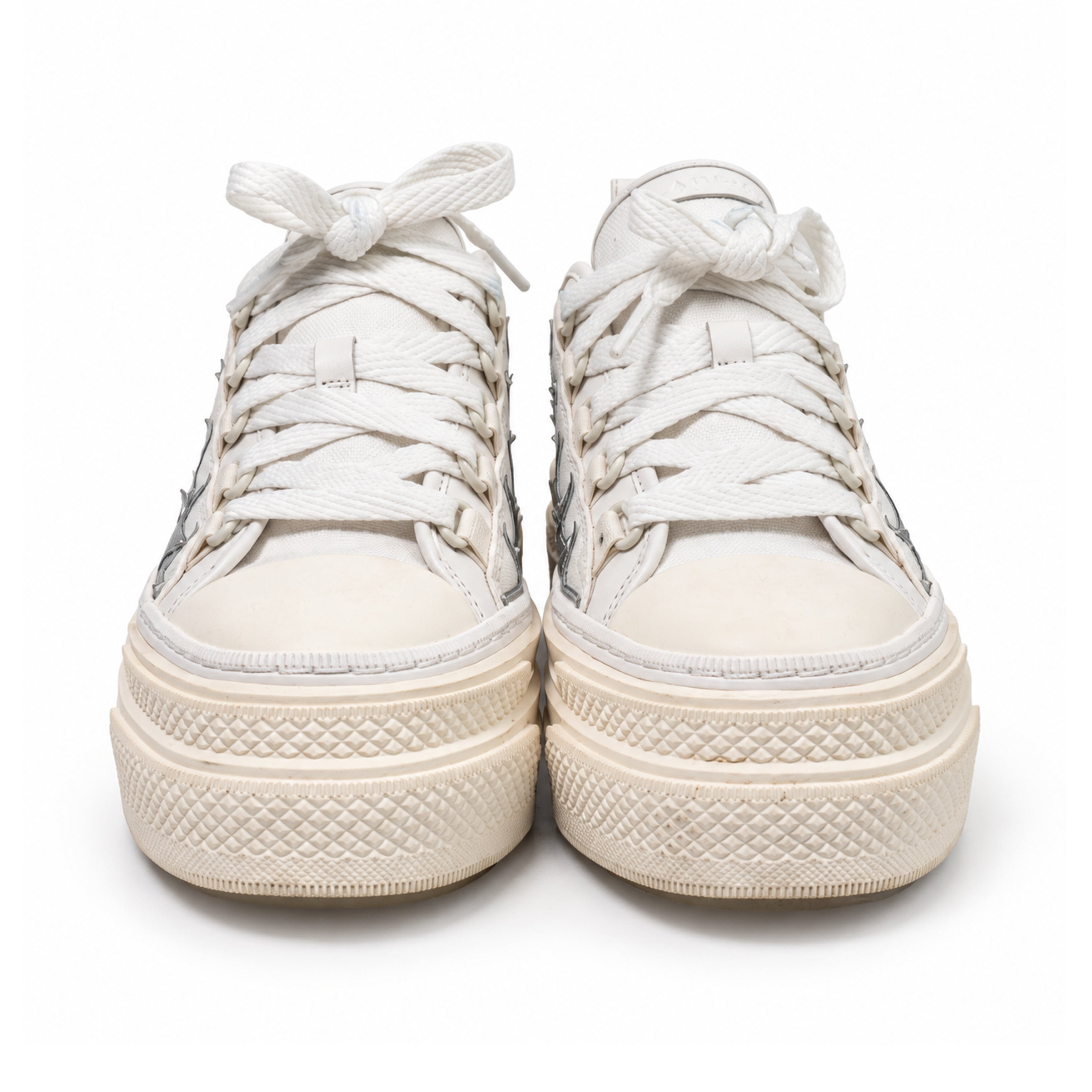 Amiri white silver star high top sneakers 03 front